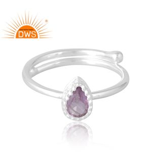 Vente chaude 925 Sterling Silver Natural Pink Amethyst Gemstone Ring Bijoux personnalisés pour les femmes Cadeau pour elle - Product Image 3