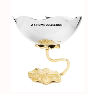 Exclusive Leafy Shape Base Design <b>With</b> Silver <b>Mirror</b> Polish Nordic Style <b>Standing</b> Bowl Arrangements Or <b>Table</b> Centerpiece - Product Image 3