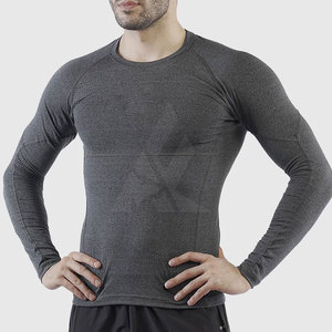 T-shirts teints unis à motif de compression à séchage rapide pour hommes avec marque privée-Prix de gros - Product Image 1