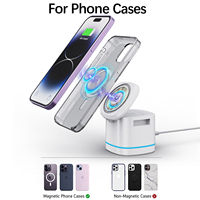 Support de chargeur sans fil magnétique 3 en 1 avec charge rapide Type-C 15W, rotation à 360 degrés pour téléphone, montre connectée et écouteurs