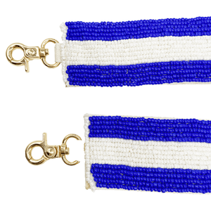 Sangle de sac à main à rayures bleues et blanches perlées, pièces et accessoires de sac spéciaux faits à la main, sangle de sac à bandoulière - Product Image 4