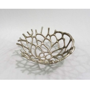 Serveur de sécurité alimentaire exclusif de luxe moderne et classique de créateur performatif en aluminium nickelé de qualité supérieure serveur de plateau rond - Product Image 4