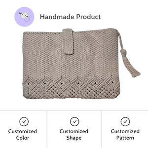 Multicolor Macrame <b>Laptop</b> Sleeve Stylish Design Eco-Friendly Handmade Cotton Lining <b>Handbag</b> Button Closure Ladies Custom <b>Handbag</b> - Product Image 2