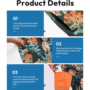 Customized <b>mens</b> beach <b>shorts</b> with moisture-wicking mesh inner lining sublimated design elastic waist fast production service - Product Image 6