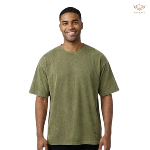 เสื้อยืดโอเวอร์ไซส์สไตล์วินเทจสำหรับผู้ชาย ผลิตตามสั่ง ขายส่ง ดีไซน์ทำสีซีดแบบดิสเทรส บนผ้าคอตตอนถักเนื้อหนา สตรีทแวร์ บริการ OEM - Product Image 3