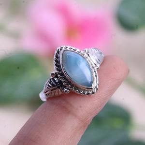 925 Stamp Promise <b>Ring</b> Boho Style Solid Best Quality Jewelry 925 Sterling <b>Silver</b> Larimar Gemstone Handmade <b>Spinner</b> <b>Ring</b> Jewelry - Product Image 3