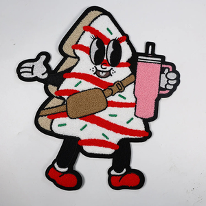 Feliz Navidad grandes parches de chenilla de lentejuelas logotipo personalizado bordado hierro en parches de chenilla diseñador para ropa - Product Image 4