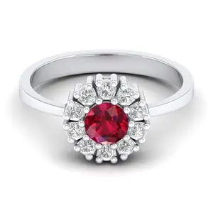 Timeless Romance Reflections July Birthstone Ruby Gemstone Ring in 925 Sterling Silver with GRA Certified Moissanite Fine RIngs