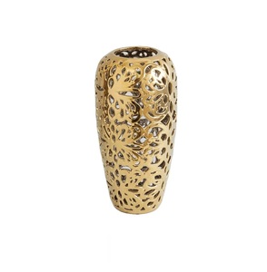 Florero de diseño de aluminio Calidad superior Chapado en oro Maceta de lujo Venta caliente Florero decorativo clásico con estilo - Product Image 3
