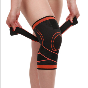 Genouillère en nylon tricoté élastique de compression avec logo personnalisé Genouillère à bandage réglable avec sangle réglable et taille personnalisée - Product Image 2