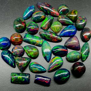 8-10 MM Noir Opale Cabochon Bonne Qualité Multi Flashy Opale Cabochon Lot, Mix Forme Noir Welo Opale Pour La Fabrication De Bijoux - Product Image 3