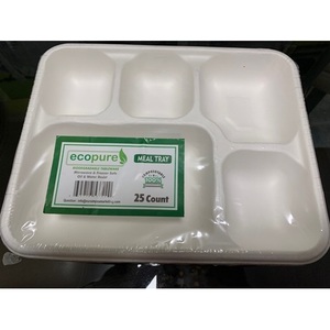 BIODEGRADABLE & COMPOSTABLE 5 COMPARTMENT <b>SERVING</b> <b>TRAYS</b> - Product Image 1