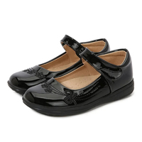 Zapatos Escolares de Cuero para Niñas Golden Crown, Zapatos Negros de Moda Casual para Niños, Zapatos Planos para Baile, Impermeables y Antideslizantes