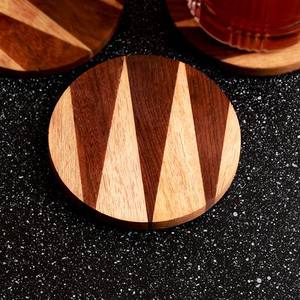 Ensemble de sous-verres en bois massif imprimé avec des motifs floraux, résistant à la chaleur, sous-verres élégants pour la salle à manger, la table basse, la décoration de la maison - Product Image 4