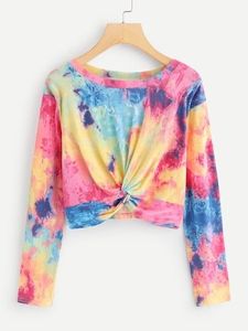 เสื้อฮู้ดดี้ผู้หญิงแบบไทได ปี 2026 ระบายอากาศได้ดี สีสันปรับแต่งได้ สไตล์ใหม่ เสื้อครอปท็อปผู้หญิงแบบไทได ขายส่ง - Product Image 4