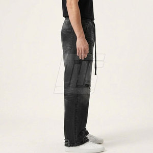 Pantalon décontracté déchiré pour homme avec cordon de serrage, en coton délavé, coupe décontractée, style streetwear, pour le quotidien - Product Image 6