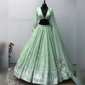 Nouveau Bollywood Style Designer Georgette Séquence Broderie Travail Lehenga Choli pour les femmes Mariage Fonction Porter Fantaisie Lehenga - Product Image 3