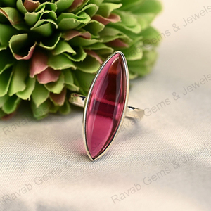 Top vente 925 en argent Sterling Marquise lunette bague de réglage 10x30mm Rose Tourmaline Quartz or Rose Fine bijoux faits à la main pour - Product Image 5