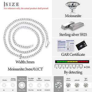 Chaîne de tennis Moissanite 3mm en argent 925-Collier de moissanite à une ligne minimaliste pour homme-Chaîne en diamant fabriquée par un artisan indien - Product Image 5