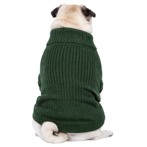 Pull en tricot côtelé pour chien, vert chasseur, doux et chaud, pull pour animaux de compagnie, vêtements en tricot confortables pour l'hiver, pour chiens de petite et moyenne taille, coupe premium - Product Image 2