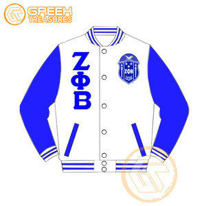 Zeta Phi Beta เสื้อแจ็กเก็ตทีมโรงเรียนสำหรับผู้หญิงผ้าซาตินปักตราตัวอักษรคุณภาพสูงระบายอากาศได้ดี - Product Image 1