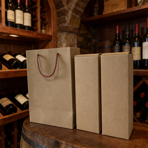Boîte de transport pour vin rouge écologique, directement de l'usine, avec sac en papier, impression de logo personnalisé, emballage cadeau pour bouteille de <span class=keywords><strong>Bordeaux</strong></span> - Product Image 1