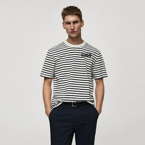 Vente en gros T-shirt uni en coton pour homme avec logo personnalisé T-shirt vierge décontracté à manches courtes - Product Image 2