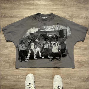 เสื้อยืดผ้าไมโครไฟเบอร์ทรงโอเวอร์ไซส์สำหรับผู้ชายเสื้อยืดคอตตอน100% โอเวอร์ไซส์หนาทรงหลวม320gsm เฮฟวีเวต - Product Image 1