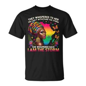 Camiseta I Am The Storm con estampado digital de orgullo africano para mujer, manga corta, cuello redondo, unisex, para adultos, promocional - Product Image 1