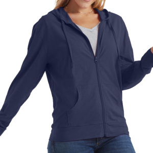 Sweat à capuche zippé pour femme avec logo personnalisé à la mode à manches longues en éponge française Sweat à capuche zippé à cordon de serrage sur le devant - Product Image 6