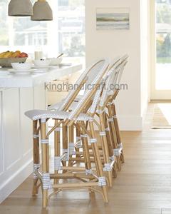 เก้าอี้บาร์หวายสไตล์ฝรั่งเศสเก้าอี้บาร์ทอพร้อมกรอบโลหะสำหรับใช้ในร้านอาหารโรงแรมร้านกาแฟ - Product Image 1