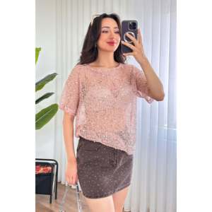Blusa Rosa al por Mayor con Adornos de Lentejuelas - Rosa - Product Image 4