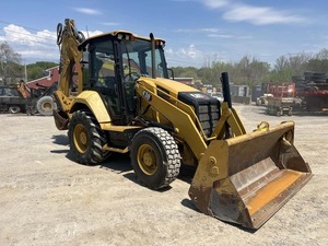 Chargeuse-pelleteuse Cat 430 avec godet avant et bras de terrassement arrière, équipement de construction jaune - Product Image 1