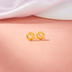 Mist <b>Halo</b> Stud Gold <b>Earring</b>-Stainless Steel Party Jewelry - Product Image 1