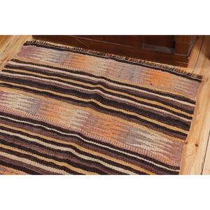 Turkish Rug, Runner 3.4x9.5 ft Vintage Rug, <b>Brown</b> Geometric <b>Wool</b> Rug - Product Image 5