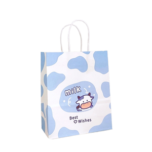 Sacs en papier cadeau imprimés d'animaux mignons avec des motifs de vache, de chat et d'ours-Emballage écologique pour les enfants et les fêtes (vert) - Product Image 5
