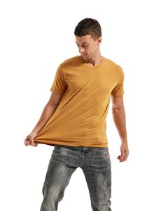 T-shirts manches courtes col en V couleur unie pour hommes T-shirt doux coupe ample respirant 100% coton pour hommes - Product Image 5
