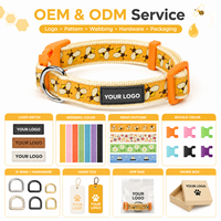 Collier pour chien doux et confortable à imprimé abeille, sangle réglable durable avec anneau en D métallique pour fixation de laisse