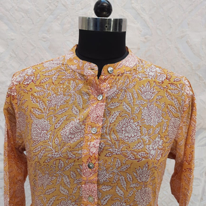 Vestido Camisero de Tela de Algodón con Estampado en Bloque al por Mayor, con Cierre de Botones, Diseño Plisado, Vestido Largo, Ropa de Mujer - Product Image 2