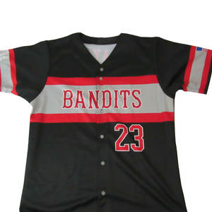 Maillot de softball personnalisé couleur noire bouton complet fabricant de sublimation de haute qualité uniforme de baseball Logo nom numéro maillot - Product Image 1