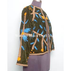 Suzani <b>Velvet</b> Embroidery Autumn Winter Button <b>velvet</b> Quilted Eco-Friendly 100% Cotton <b>Jacket</b> Wholesale Price Coat Long Sleeves - Product Image 4