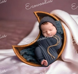 Accesorios de Fotografía de Bebé Recién Nacido, Cuenco de Madera con Forma de Luna Maravillosa, Accesorios de Madera Vintage, Diseño Creativo - Product Image 3