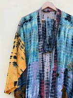 Dress ikat celup Batik Kimono wanita, gaun musim panas dan musim semi motif Batik ukuran besar