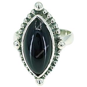 Anillo de Ónix Negro Hecho a Mano en Plata de Ley 925, Gema Negra con Corte Marquesa, Joyería de Promesa, Piedra de Nacimiento de Julio - Product Image 6