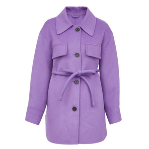 Abrigo de lana promocional de la mejor calidad para otoño e invierno, a prueba de viento, abrigo corto con cinturón para mantener el calor - Product Image 1