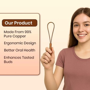 Raspador de lengua en forma de U de higiene ecológica, raspador limpiador de lengua de cobre puro 100% personalizado a un precio asequible. - Product Image 3