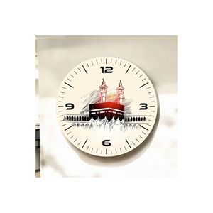 Colorful Print Kaaba Religious Pattern Wooden Silent Table <b>Wall</b> <b>Clock</b> <b>50cm</b> Number Gift - Product Image 4