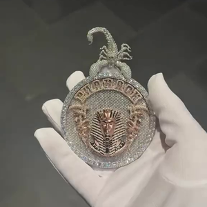 Tùy chỉnh Pharaoh Mặt dây chuyền với bọ cạp bảo lãnh | 925 Bạc | vvs moissanite | đầy đủ Iced ra hip <span class=keywords><strong>hop</strong></span> đồ trang sức - Product Image 6