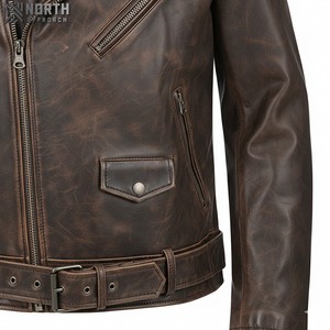 Chaqueta de cuero para hombre de piel de vaca 100% original de buena calidad y personalizada con logotipos y diseño personalizados elegantes chaqueta de cuero real - Product Image 3