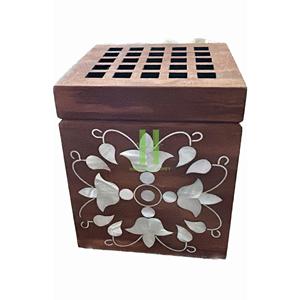 Ramadan Cadeau Occasion Brûleur d'encens Nacre et Bois Incrusté Arabe Ensemble de Plateau d'Encens Bukhoor Fait à la Main Du Vietnam - Product Image 1